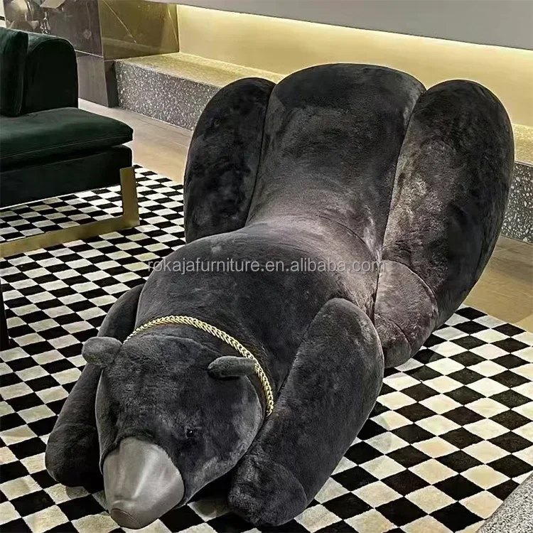 Silla reclinable con diseño creativo de oso Polar para niños, muebles de sala de estar, modelado de animales, terciopelo suave