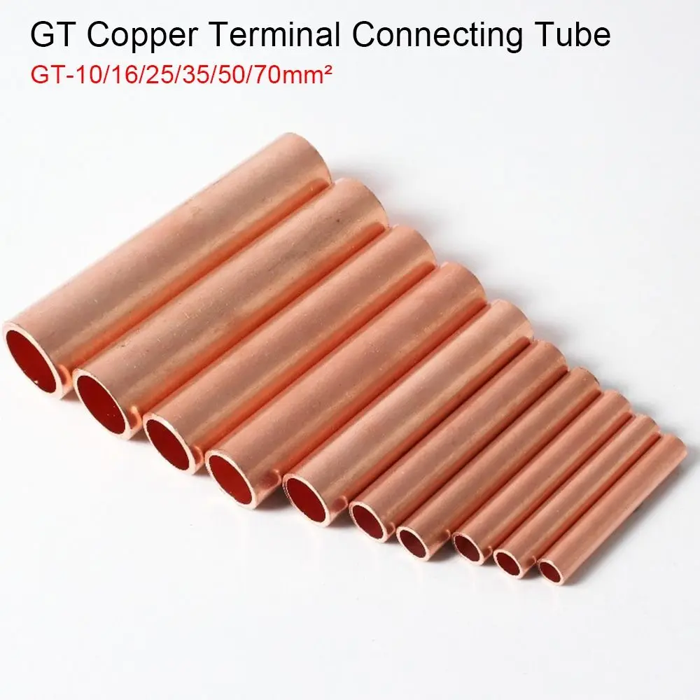 GT Copper Wire Cable Hole Passing Connecting Sleeve Tube Ferrule Lug Connector Crimp Terminal GT-10/16/25/35/50/70/95/120mm2