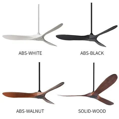 Modern Nordic retro high airflow ceiling fan with remote control for unlit living and dining room pendant lights