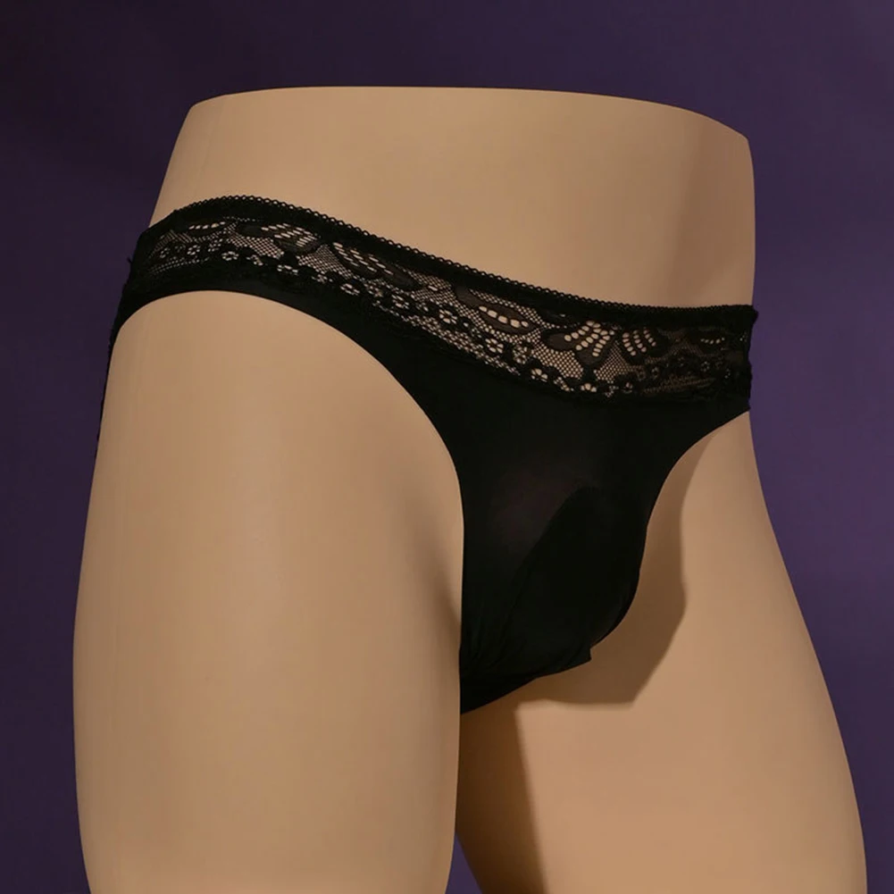 

Mens Briefs Lace Underwear Breathable Sexy Low Waist Soft Thin Mesh Intimates