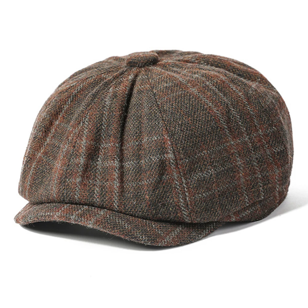 HT4236 Berets Men Women Plaid Octagonal  Cap Male Female Retro Artist Painter Hat Beret Cap Autumn Winter Wool Beret Hat