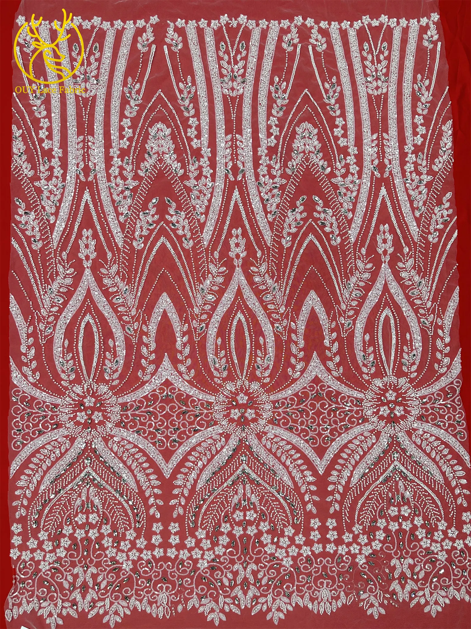 2026 Neues Design Afrikanischer Perlen-Diamant-Spitzenstoff Französischer Nigerianischer Pailletten-Tüll für Damen Partykleid Dekoration Nähen – Detail 13