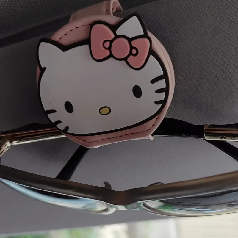 Sanrio HelloKitty Car Glasses Clip Cartoon Melody Cinnamon Dog Car Sun Visor Storage Clip Multifunctional Cute Car Decoration