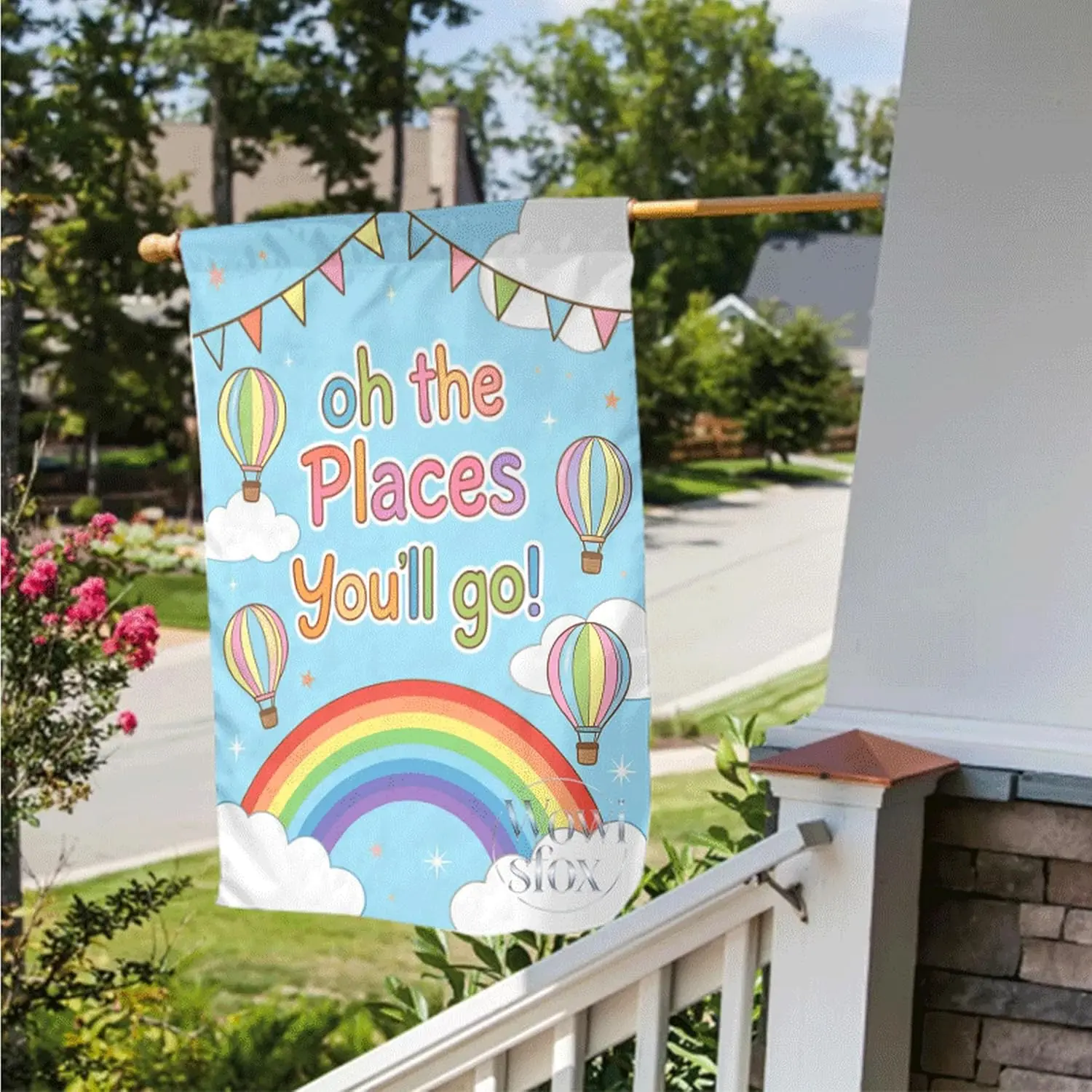 Oh The Places Youll Go Garden Flag 12×18in Double Sided Burlap Graduation Travel Theme Decor for Outdoor Yard IIC