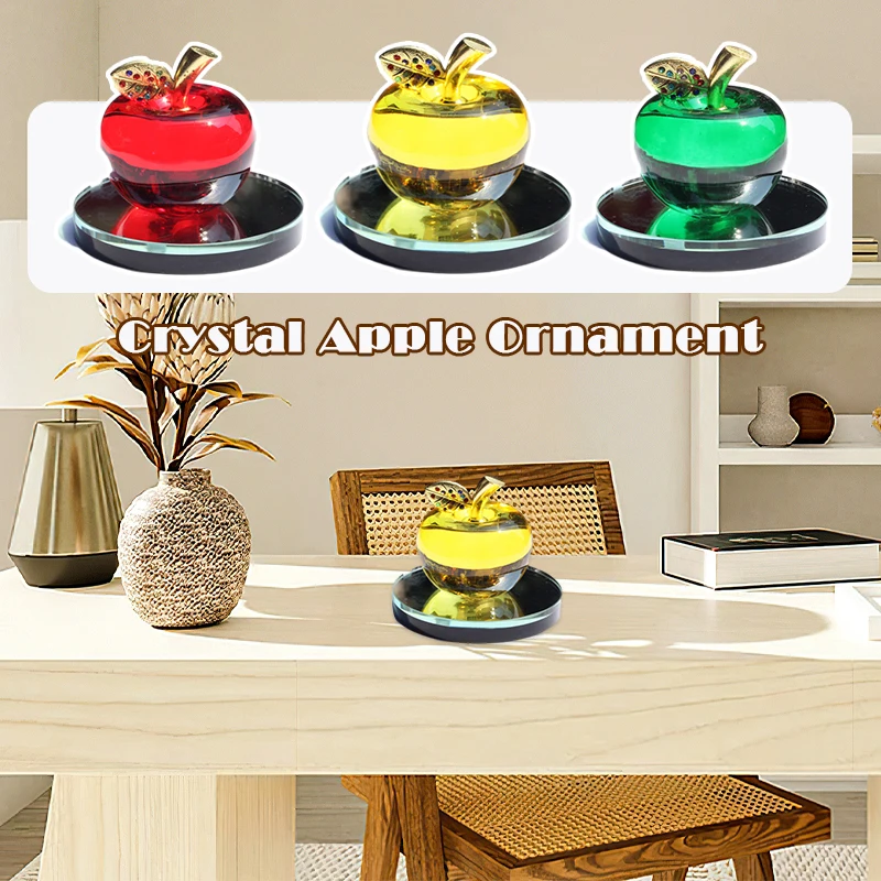 Ornements souvenirs de pomme en cristal, modèle de pomme en verre rouge jaune vert, cadeau de Noël, décoration de la maison, accessoire d'ornement de voiture