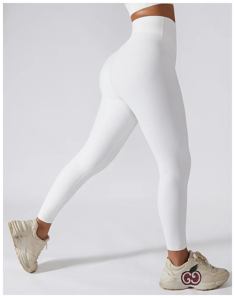 WAREBALL Hohe Taille Yoga Hosen Neue Rippen Nahtlose Gym Leggings Sport Frauen Fitness Weibliche Legging Bauch-steuer Laufhose – Detail 7
