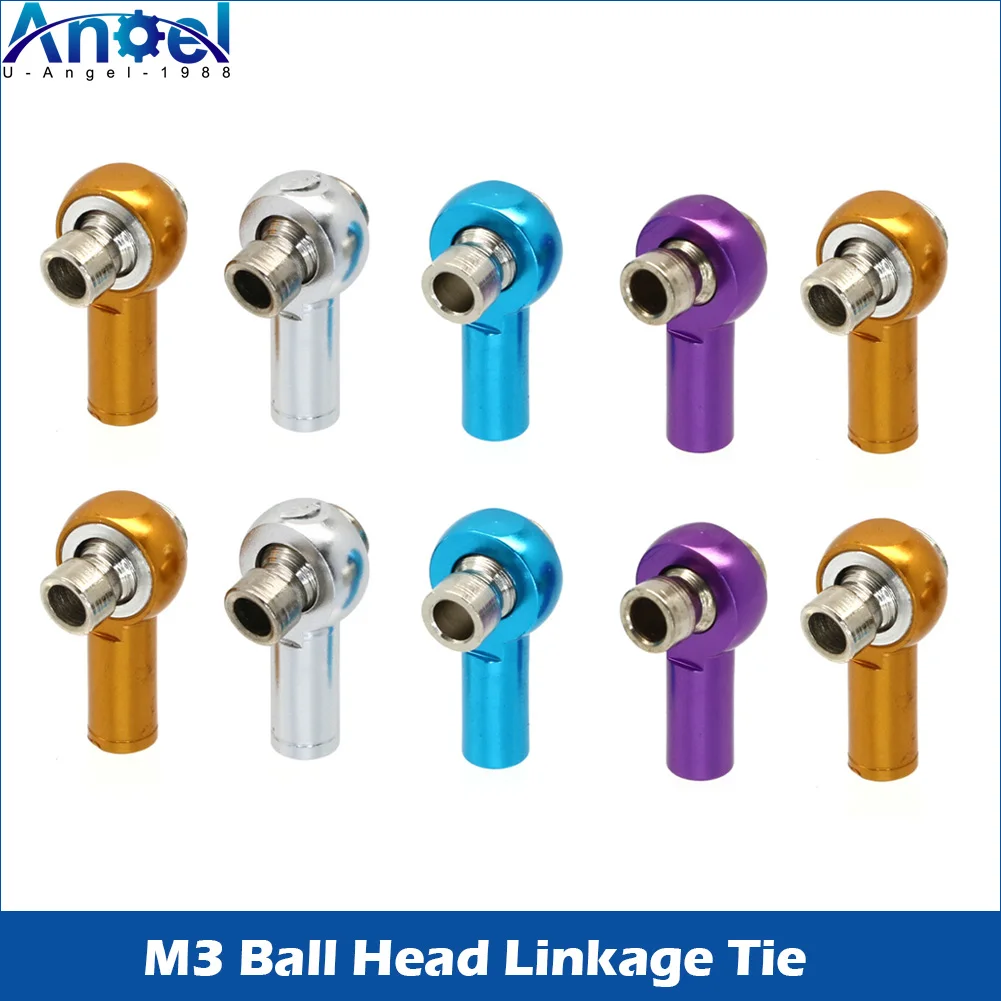 2Pcs Uangel Metal M3 Ball Head Linkage Tie Rod End 5 CW 5 CCW Thread Ball Joint For 1/10 RC Model Car Boat Airplane DIY Parts