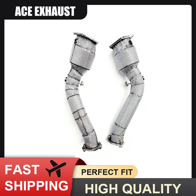 

Exhaust Downpipe For Porsche Cayenne 958 958.1 958.2 Turbo 4.8T 2011-2017 SUS304 Performance Exhaust Pipe With Heat Shield
