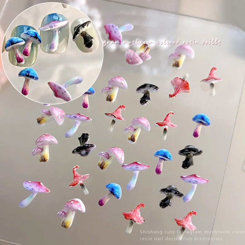 

Cute Cartoon Fruit Gorgeous Fantasy Mushroom Forest Delicate Colorful Gill Fungus Plant Manicure Accessories Nail Art Decoration