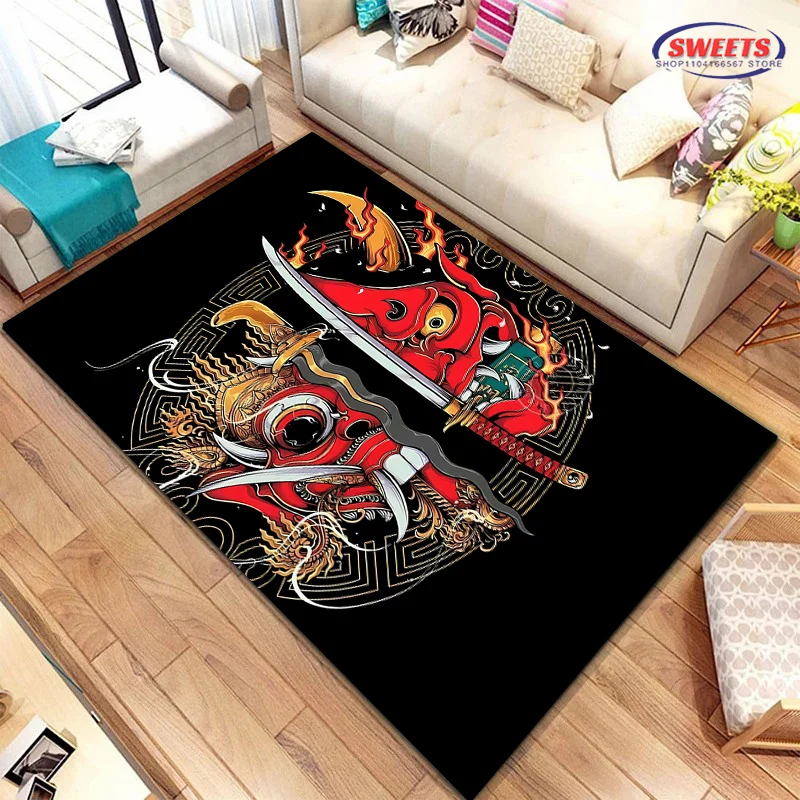 New Arrival! 3D Japanese Hannya Mask Printing Carpet for Home Living Room Bedroom Sofa Doormat Office Rug Durable Anti-slip Mat