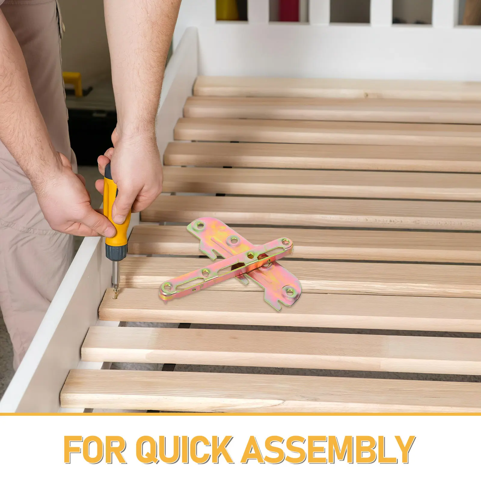 1Set Bed Rail Brackets Heavy Duty Metal Bed Frame Corner Brackets Headboard Footboard Connectors Hardware Fasteners