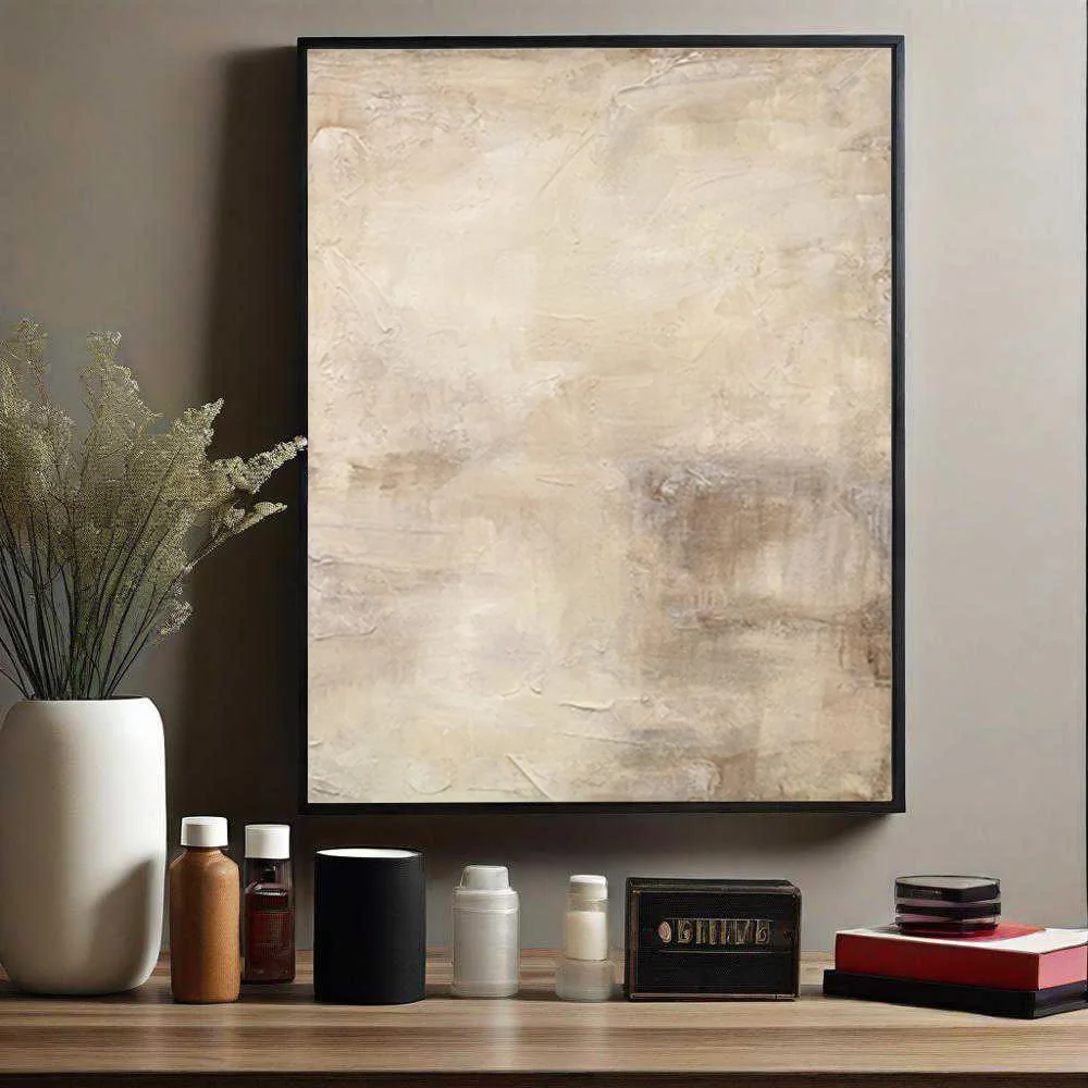 

1pc Frameless Classic Abstract Beige Neutral Canvas Wall Art, Soft Beige Tones Painting for Living Room and Bedroom Decor Gifts