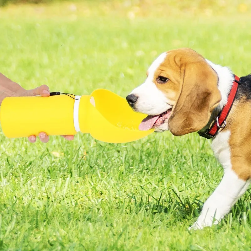 Pet Travel Water Bottle: Collapsible Dog Water Dispenser with Drinking Tray - Portable Leak-Proof Outdoor Hydration Solution view 5