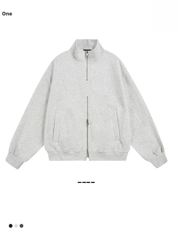 

Мужская толстовка в стиле ретро с двойной молнией, американского дизайна, утепленная, универсальная, с воротником-стойкой, осенняя, модная