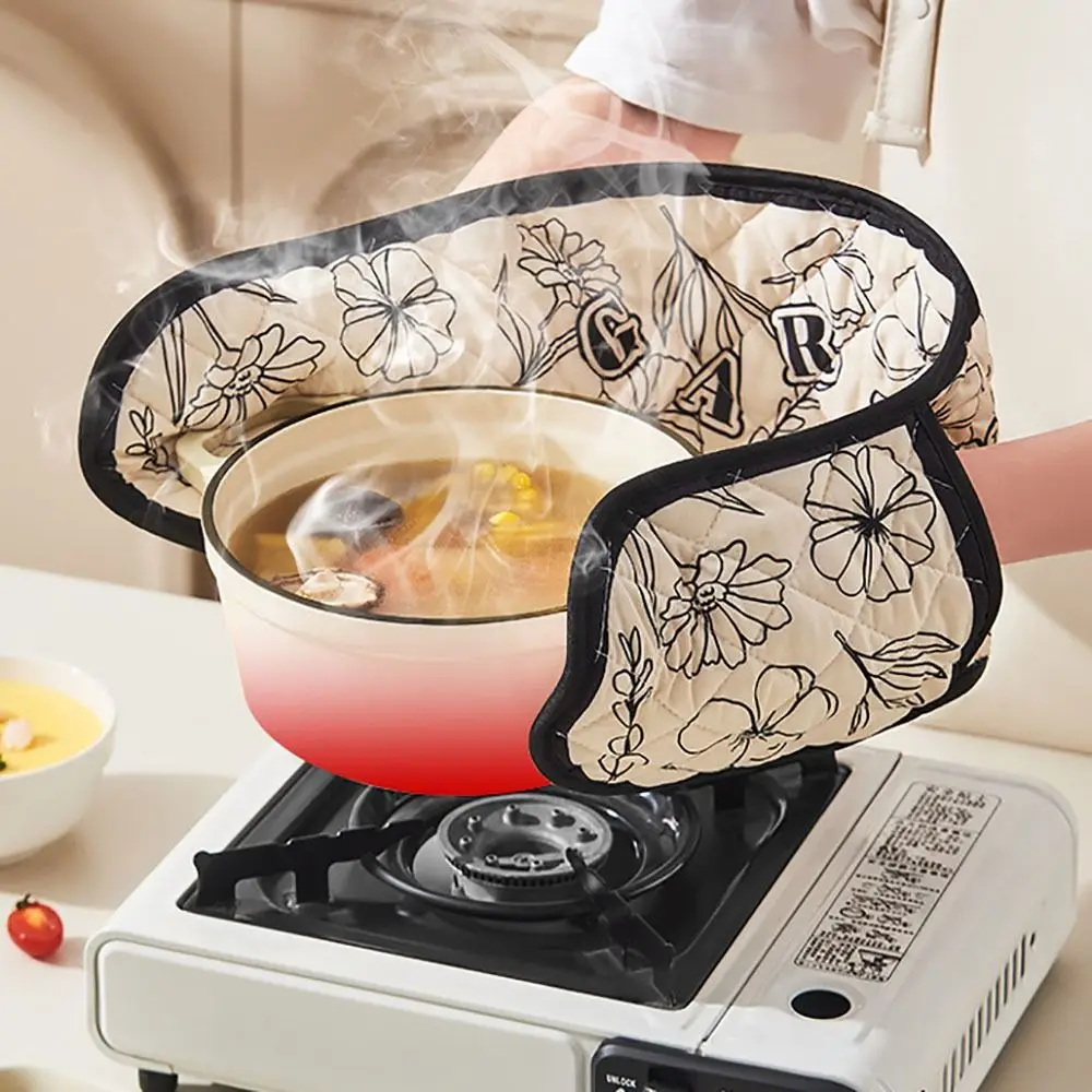 

Practical Cloth Microwave Gloves Conjoined Thickened Oven Mitts Anti-scald Portable Baking Tools Accessories Bakeware