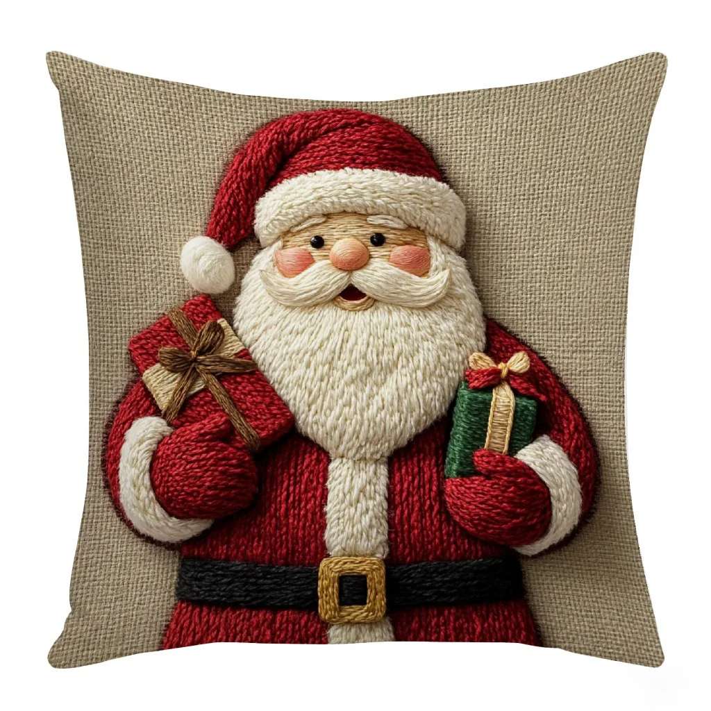 Christmas Linen Printed Cushion Cover Holiday Decor Sofa Pillow Case Wholesale 3