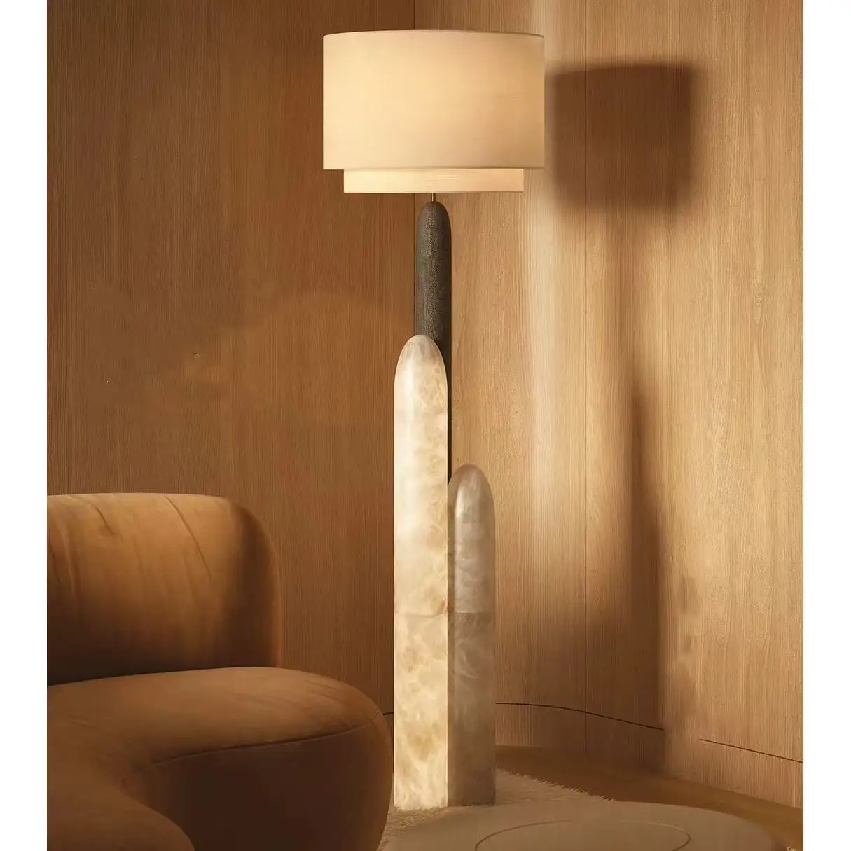 Гостиная, спальня, отель, большой мраморный торшер, торшер