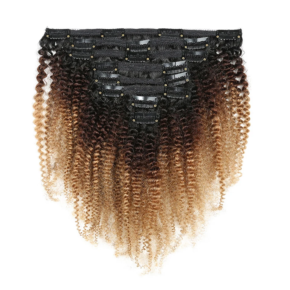 Clip In Hair Extensions Human Hair Afro Kinky Curly Clip In  display picture 2