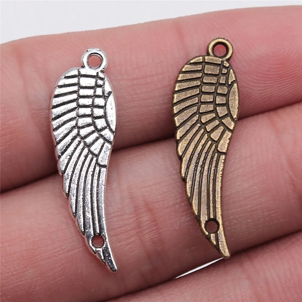 WYSIWYG 10pcs 30x9mm Wing Pendants Antique Silver Color For Making Jewelry Wing Charms Wing Pendants Charms
