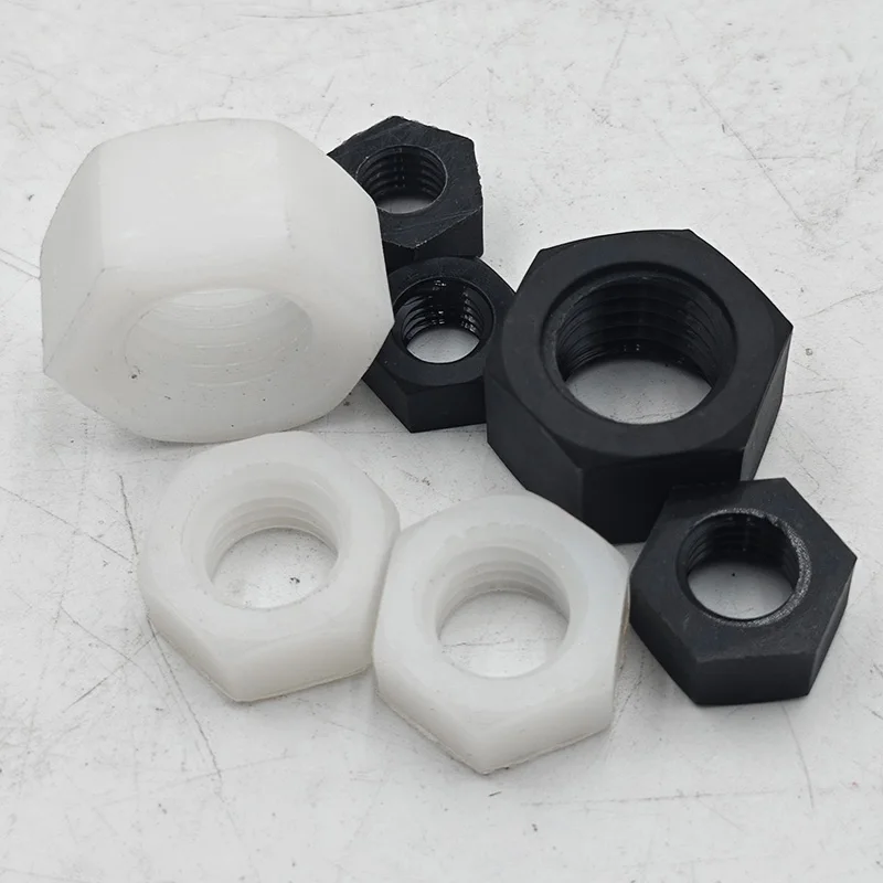 Plastic White Black Nylon Nut Hex Hexagon Nut DIN934 M2 M2.5 M3 M4 M5 M6 M8 M10 12 M14 M16 M18 M20