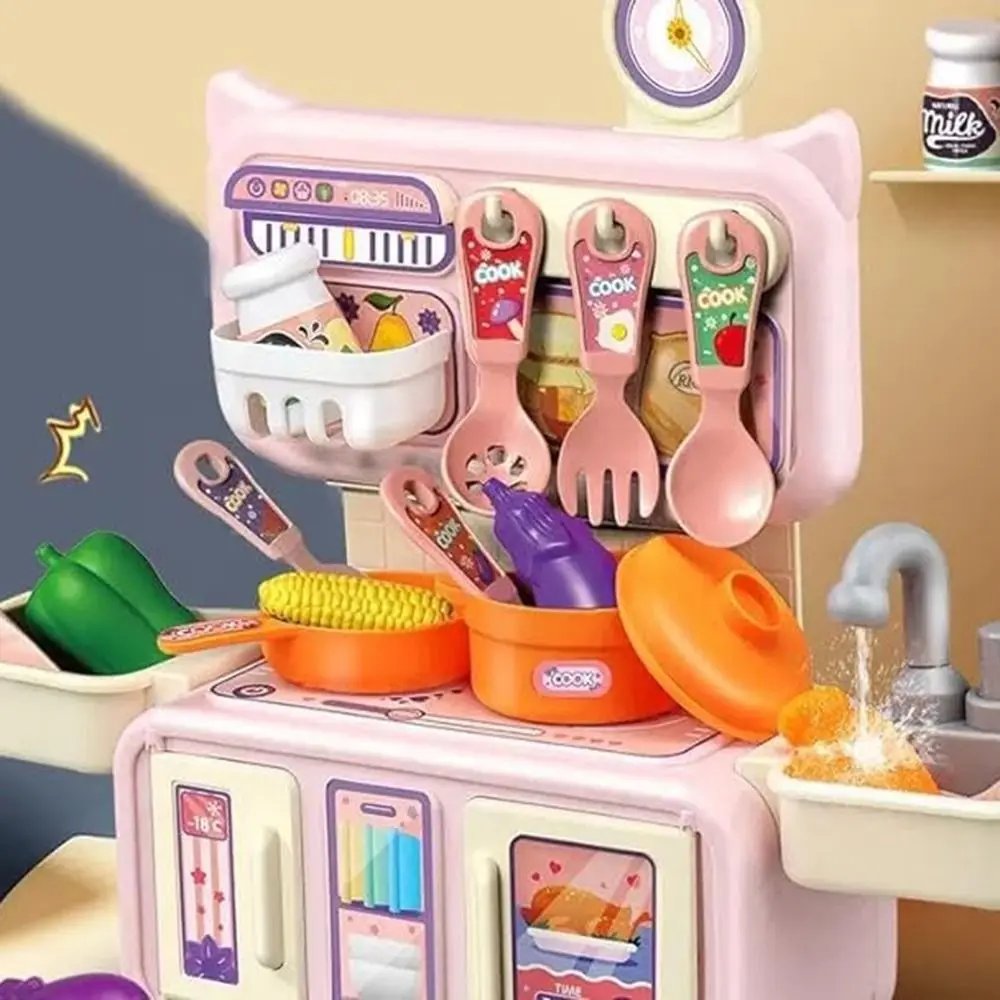 13/14 قطعة الكرتون الاطفال المطبخ Playset ضغط المياه سهلة لتجميع التظاهر اللعب المطبخ مجموعة سلة التخزين انفصال #3