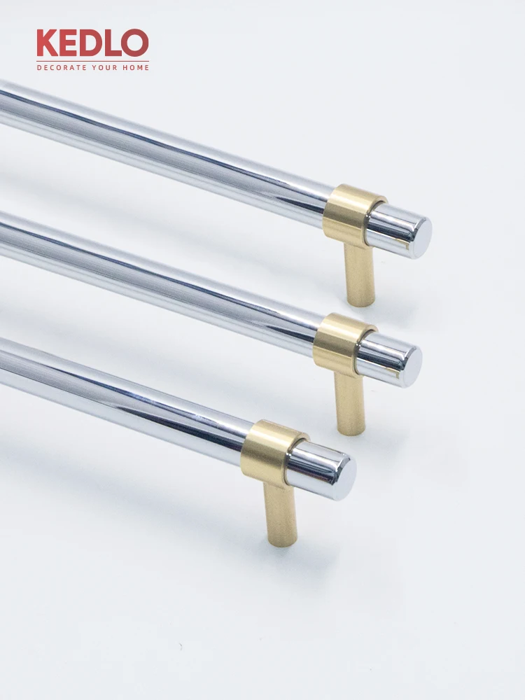 KEDLO Moderner europäischer Stil, silberfarbener, glänzend verchromter Griff, massiver Messing-Langgriff für Küchenschranktüren, dicker Griff – Detail 8