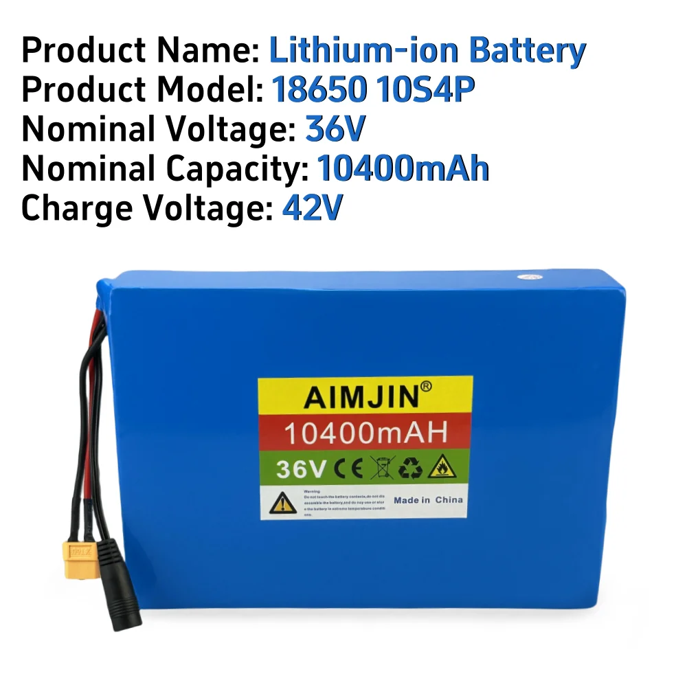 10S4P Lithium-ion Battery Pack 36V 10400mAh Power Battery Suitable for Commuter Scooter Battery Replacement