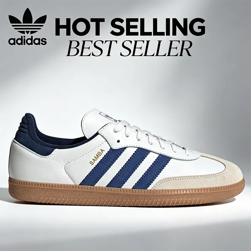 

2026 Sport Adidas Originals JH5632 Low Top Shoes Classic 3 Stripes Design Leather Upper Comfortable White Blue Trainers