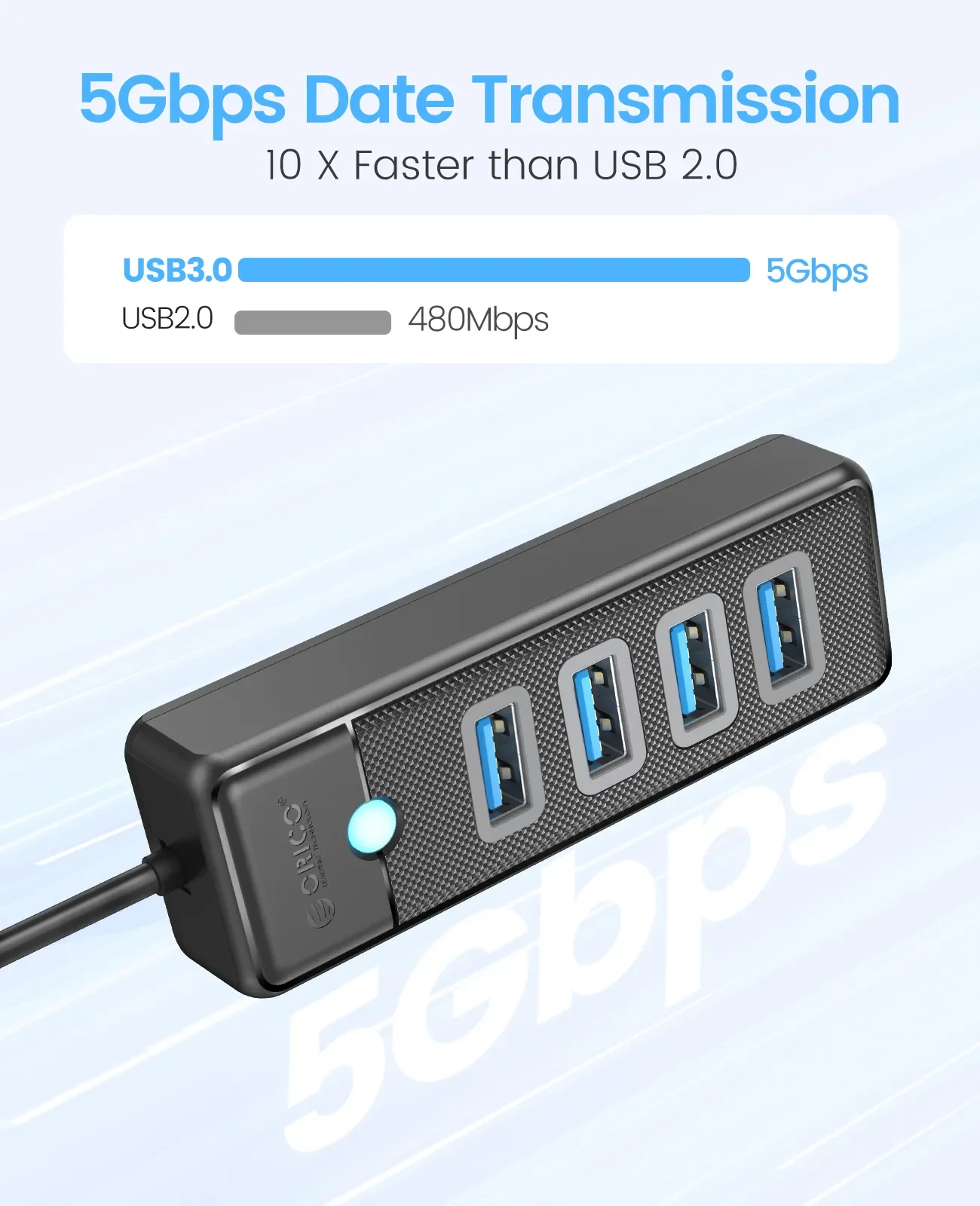 ORICO-Multi Type C Splitter 4 Ports USB 3.0 HUB 5Gbps High Speed OTG Adapter for PC Computer Accessories Macbook Pro