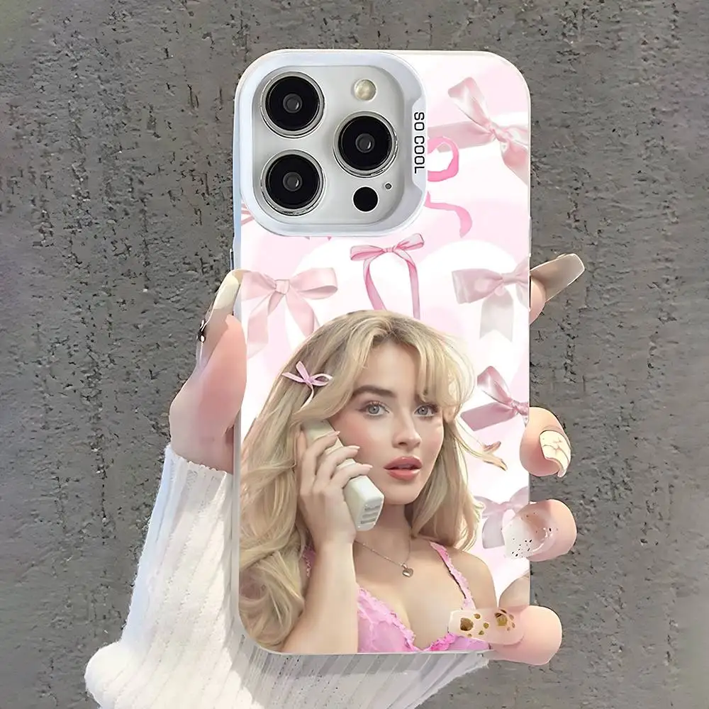 حافظة هاتف سنجر S-Sabrina Carpenter لهاتف آيفون 17,16,15,14,13,12,11,Pro,XS,Max,Plus,Mini,SE غطاء مقاوم للصدمات من الحلوى البيضاء غير اللامعة