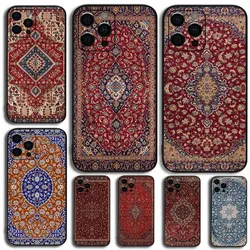 Persian Carpet Floral Pattern Phone Case For Apple iPhone 15,14,13,12,11,Pro,X,XS,Max,XR,Plus,Mini Soft Black Cover