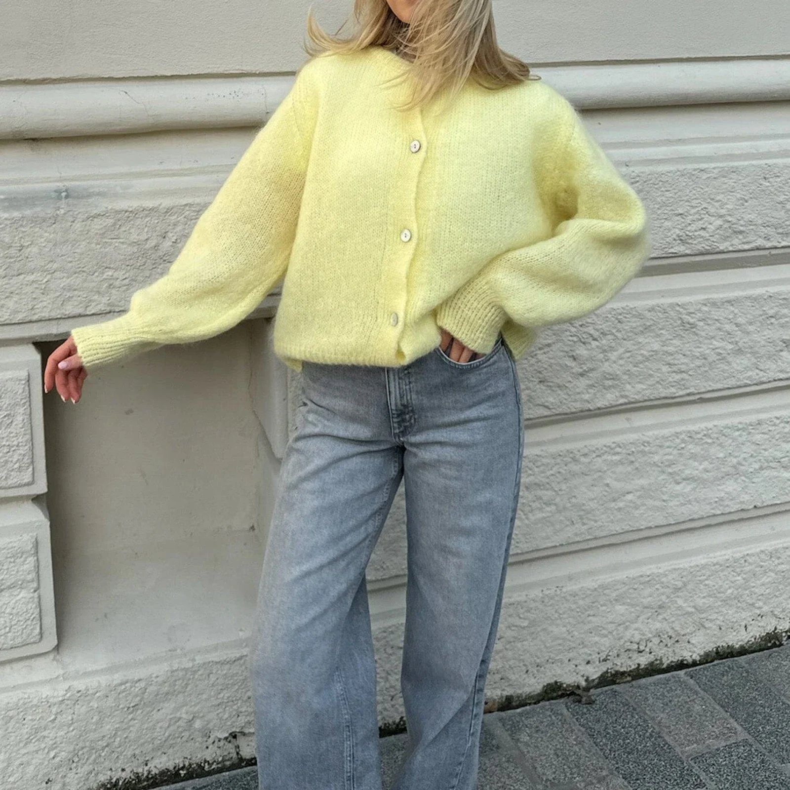Casual Solid Knitted Single Breasted Cardigan For Women O-neck Long Sleeve Loose Soft Sweater 2024 Autumn Lady Knitwear 