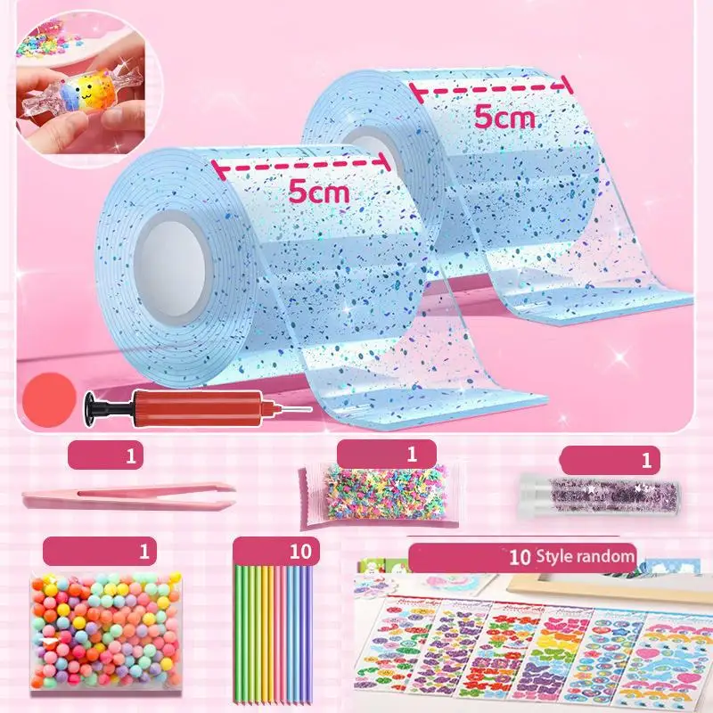 ペットナノテープ DIY 混練音楽吹くバブルステッカーツールセット両面ナノ接着剤ペーストボール手作り解凍おもちゃ