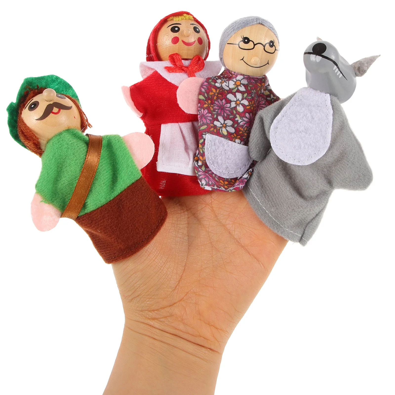 4 Pcs Finger Toys for Kids Cute Puppets Talking Story Cartoon Toddler Wooden