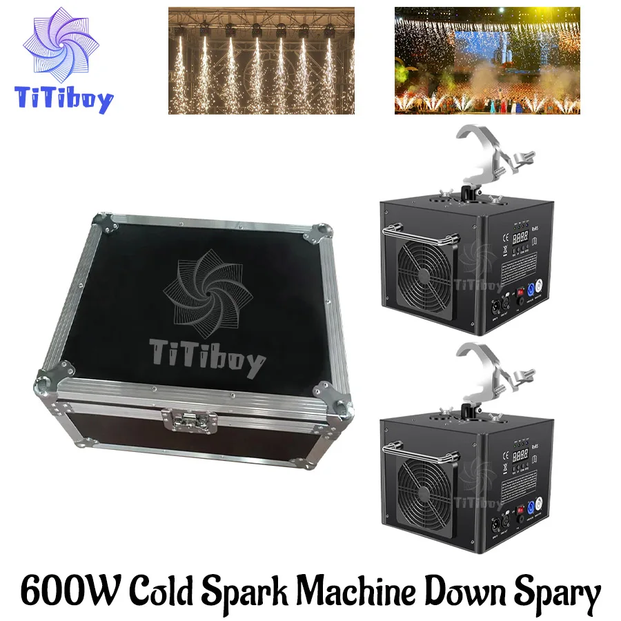 

No Tax 1Pcs Road Case With Waterfall Fountain 2Pcs 600W Wireless DMX Remote Cold Spark Machine Fireworks For Wedding Party