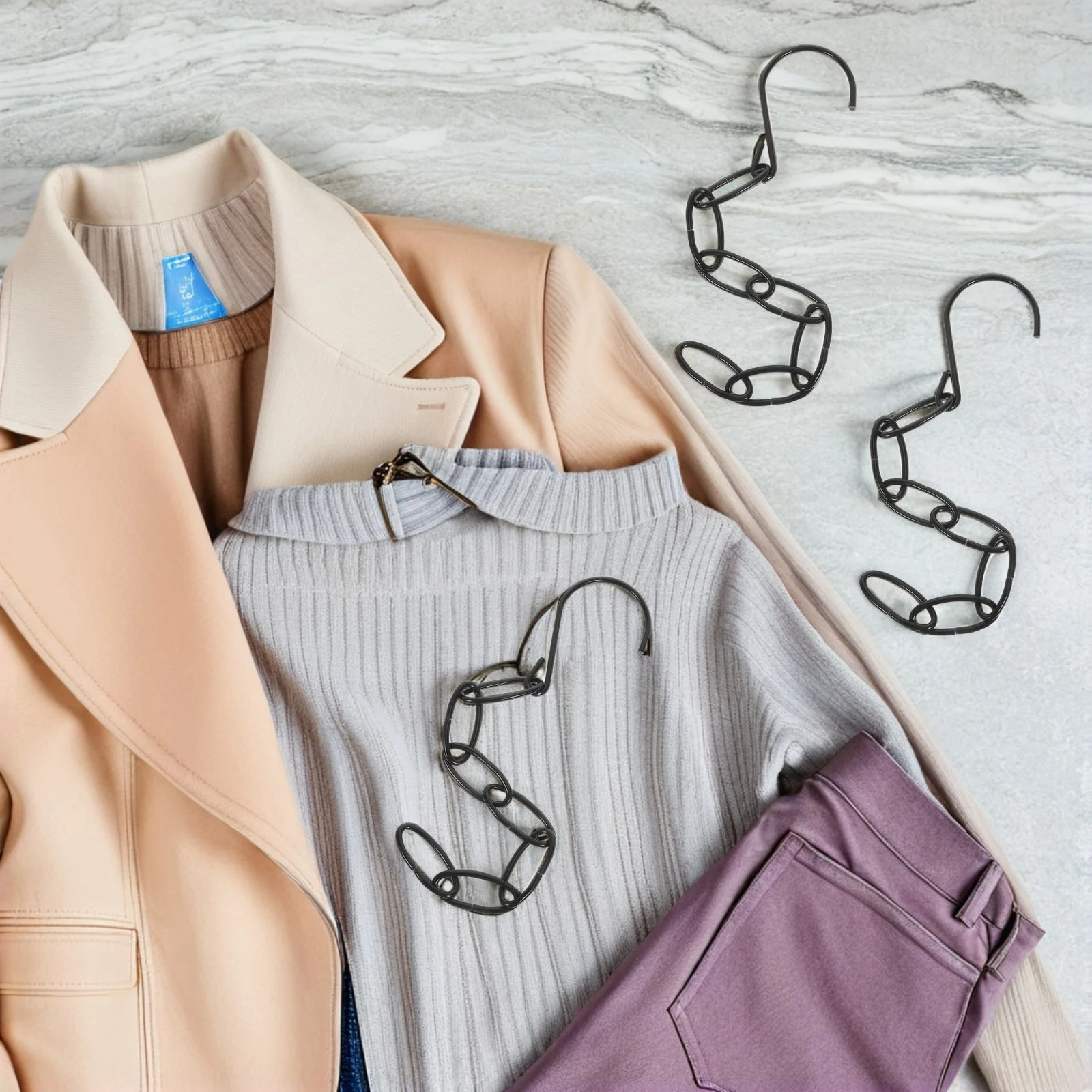 

8Pcs Multifunctional Metal Closet Organizer Space Saving Hangers Adjustable Hanging Chain for Clothes Storage Home