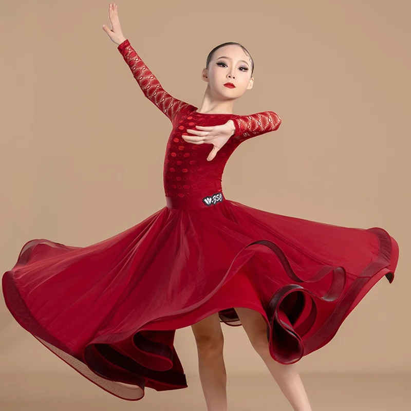 Nowe Sukienki do Tańca Towarzyskiego Dziecięce Standard Narodowy Sukienka do Tańca Latynoamerykańskiego Dziewczęca Sukienka do Walca Odzież do Tańca Nowoczesnego Kostium Sceniczny XS8008