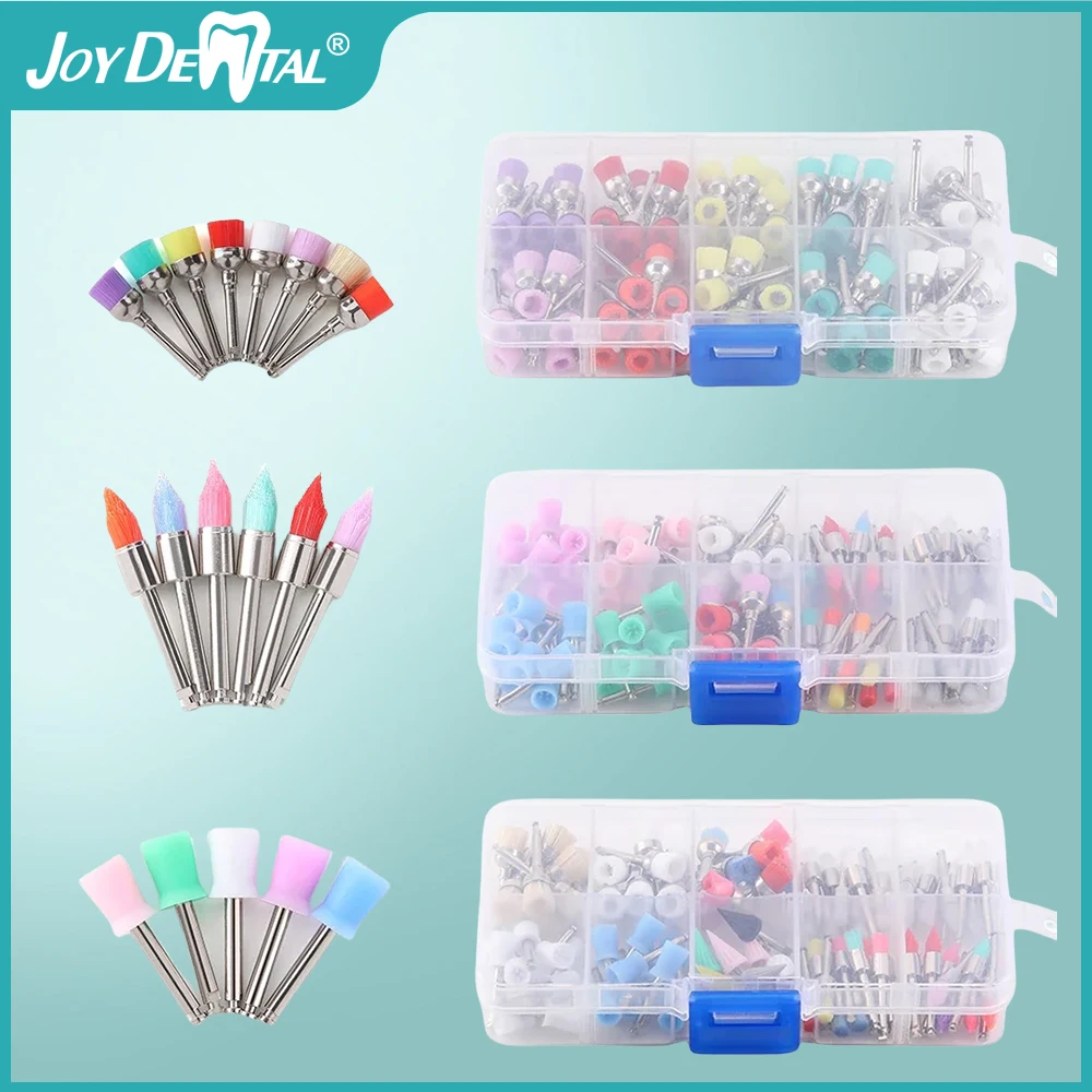 JOY DENTAL 100pcs Dental Polishing Brushes Nylon Colorful Polishing Polisher Disposable  for stain removal and polish Dentistry