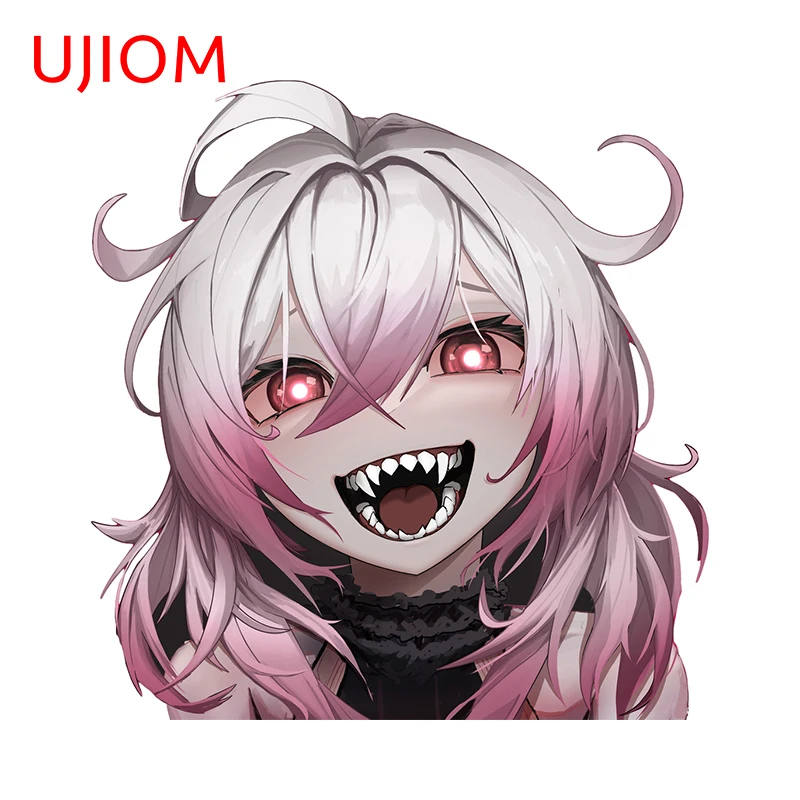 UJIOM 13cm X 12.6cm Briar Cuspid Teeth Girl Wall Stickers Chibi Kitchen Cupboard Decoration Murals Decal Amusing Bathroom Decor