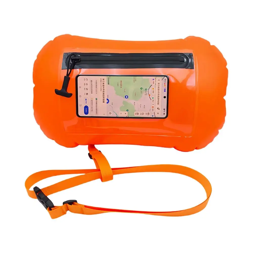 Schwimmboje Wasserdichter Trockensack mit Touchscreen-Handyfach, Schwimmsicherheitsflöße für Freiwasserschwimmer und Triathleten, Schleppflöße – Detail 1