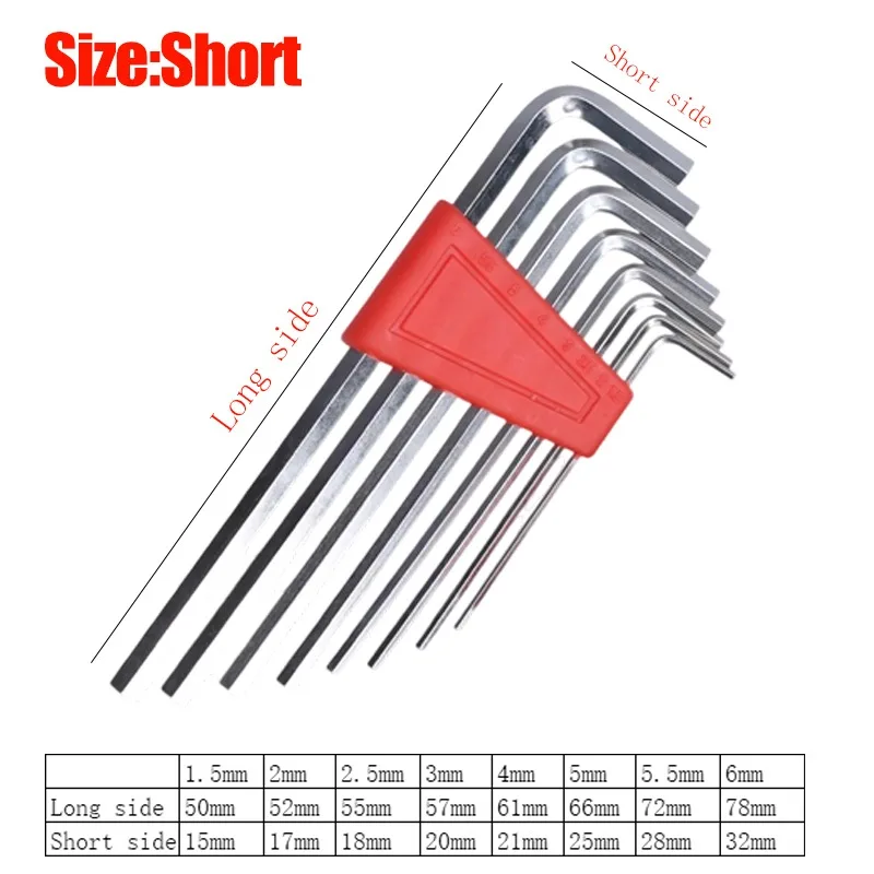 16pcs Metric Allen Wrench Set Short Arm L-Shaped Spanner Bicycle Vehicle Repair Hand Tools Portable L Wrenches Screwdriver Kit