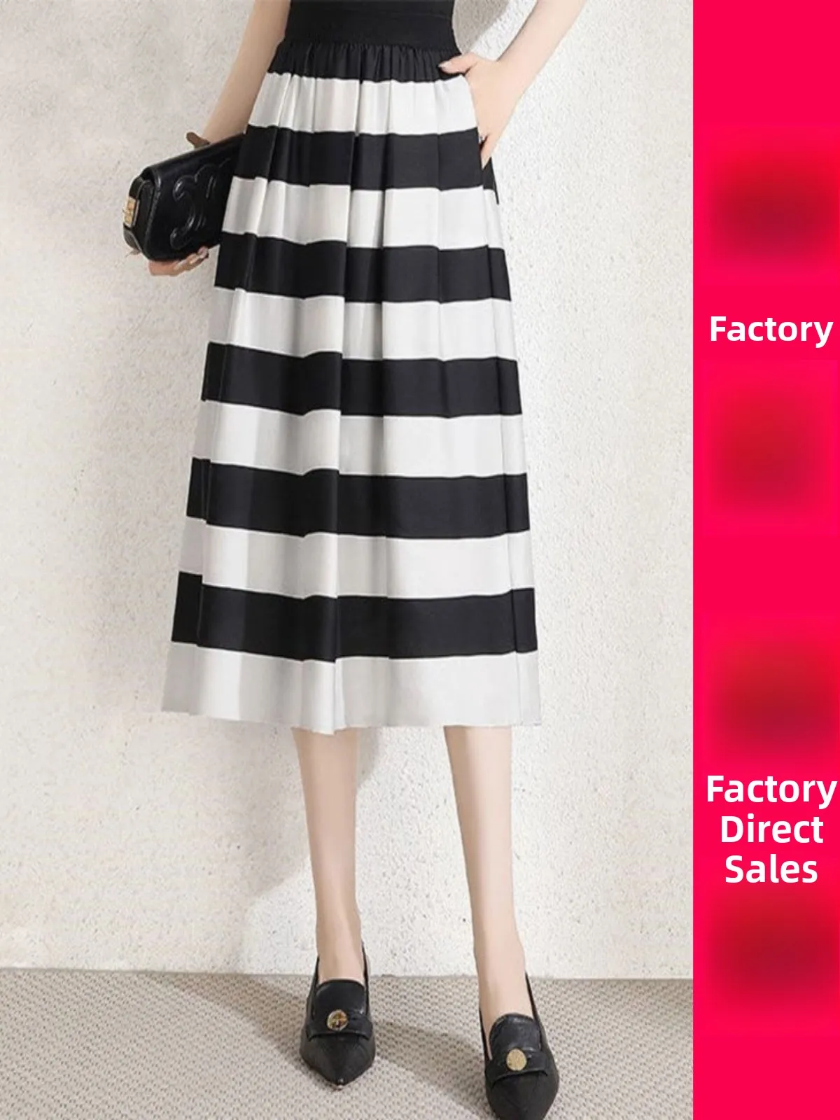 

High Waist A-Line Skirt Casual Summer New Style plus Size Conceal Meat Slim Fit Umbrella Skirt Commute Simple Polyester