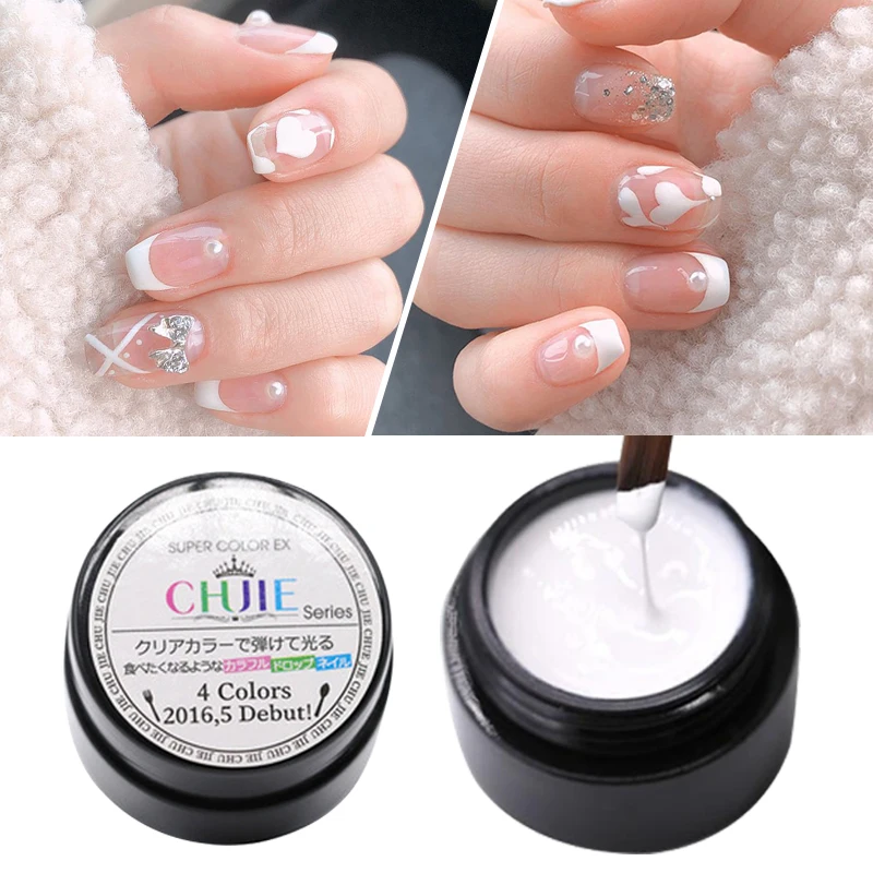 10ml White Gel Nail Polish Semi Permanent Uv Varnish Top Coat Multifunctional French Painting Stamping Varnish Nail Art Supplies