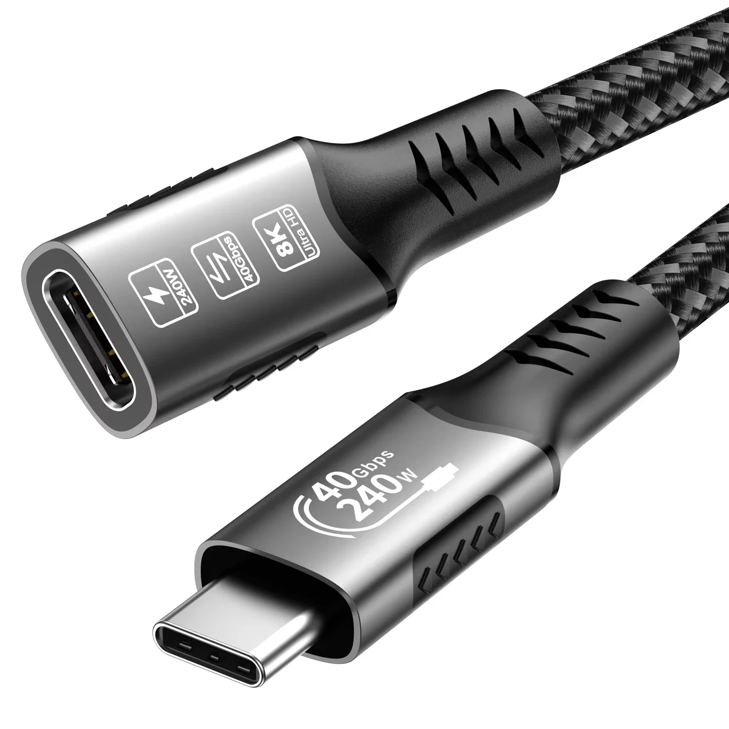 كابل تمديد USB4.0 من النوع C موسع USB-C متوافق مع 8K لـ Thunderbolt 4/3 شحن سريع مناسب لأجهزة الكمبيوتر المحمول MacBook Huawei