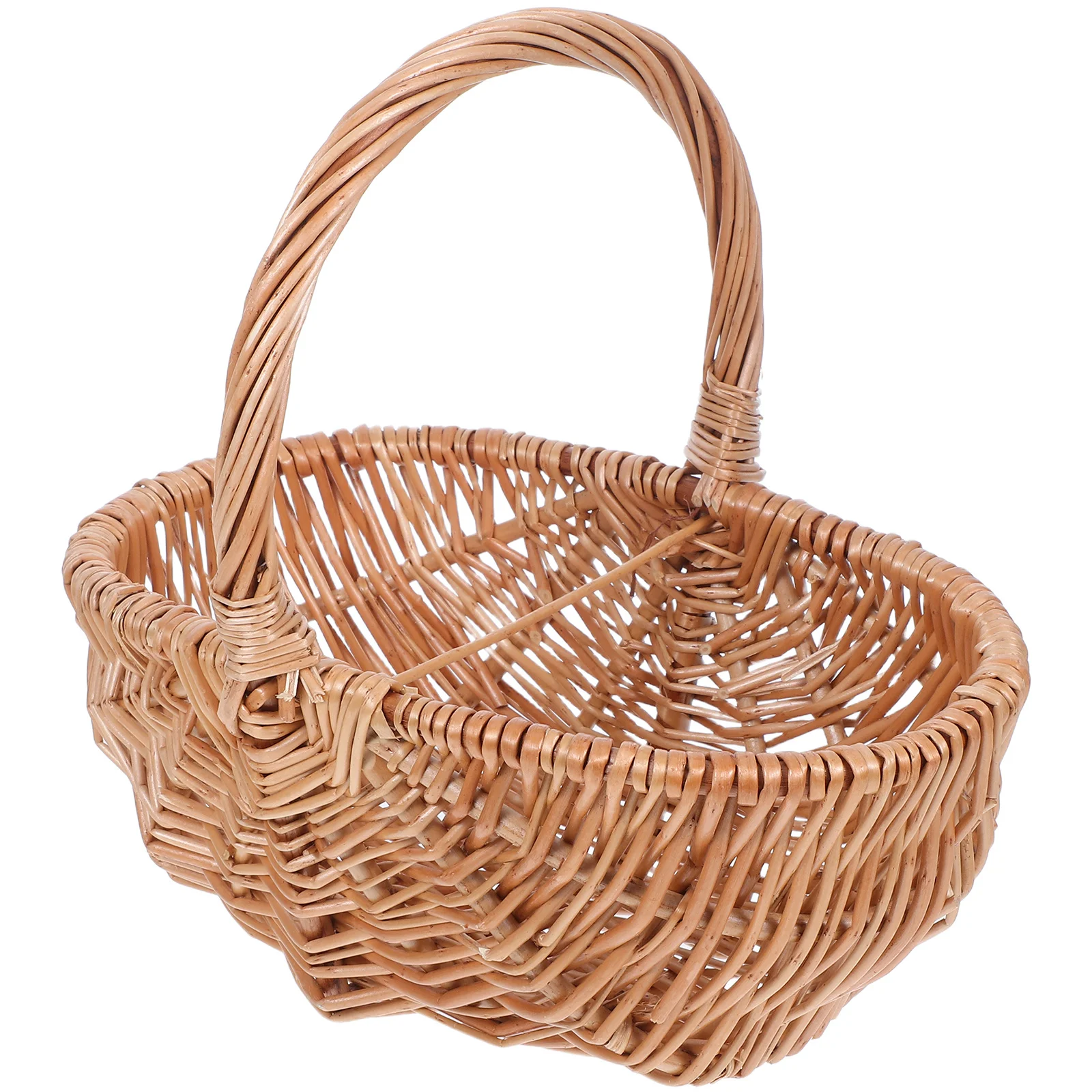 

Natural Wicker Handwoven Picnic Basket Lightweight Portable Egg Gathering Basket for Outdoor Fruit Vegetable Picnic Hamper
