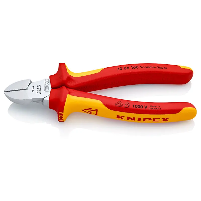 KNIPEX 70 06 160 Insulated Diagonal Cutter with Narrow Head Style 1000V VDE-tested Multifunctional Plier for Cutting Wires