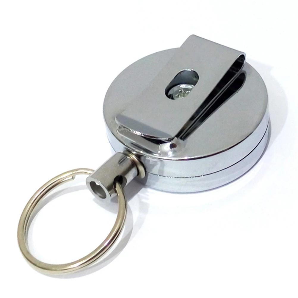 

Retractable Metal Key Ring Belt Clip Durable Steel Recoil Keychain Practical Key Holder Belt Clip for Keys