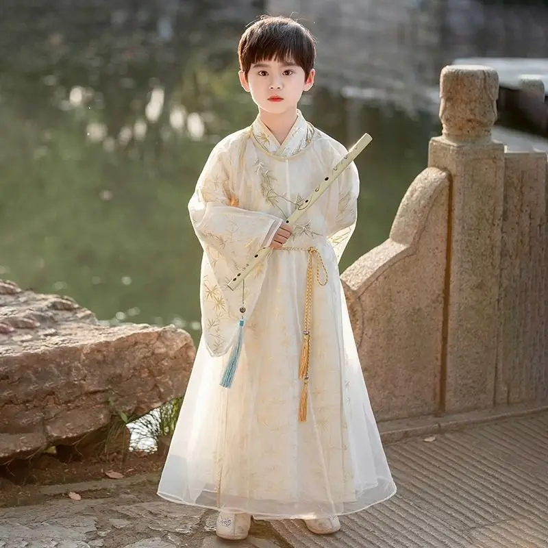 

Детский весенний древний костюм Hanfu 2022, костюм Тан в китайском стиле, костюм Hanfu с китайской вышивкой для мальчиков, костюм для выступлений LH632