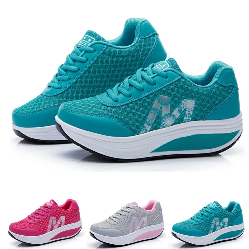 Women Casual Shoes Mesh Breathable Mesh Height-increasing Shake Shoes Ladies Walking Sneakers Female Thick Sole Platform Shoes