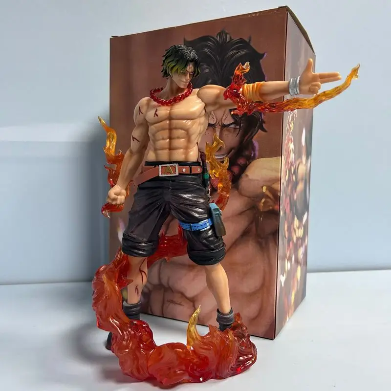 One Piece Anime Figures 25cm Ace Fire Fist Action Figures Portgas·D· Ace Statue Figurine Model Pvc Gk Collection Kid Xmas Gift